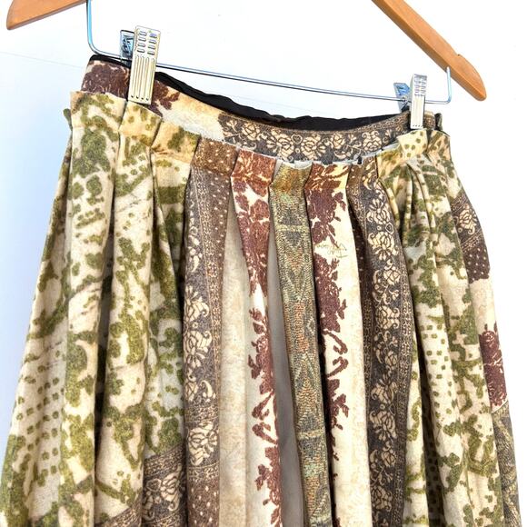 Vintage Roberto Cavalli Y2K Wool Patchwork Pleated Midi Skirt 40 Size 6 - Picture 5 of 16